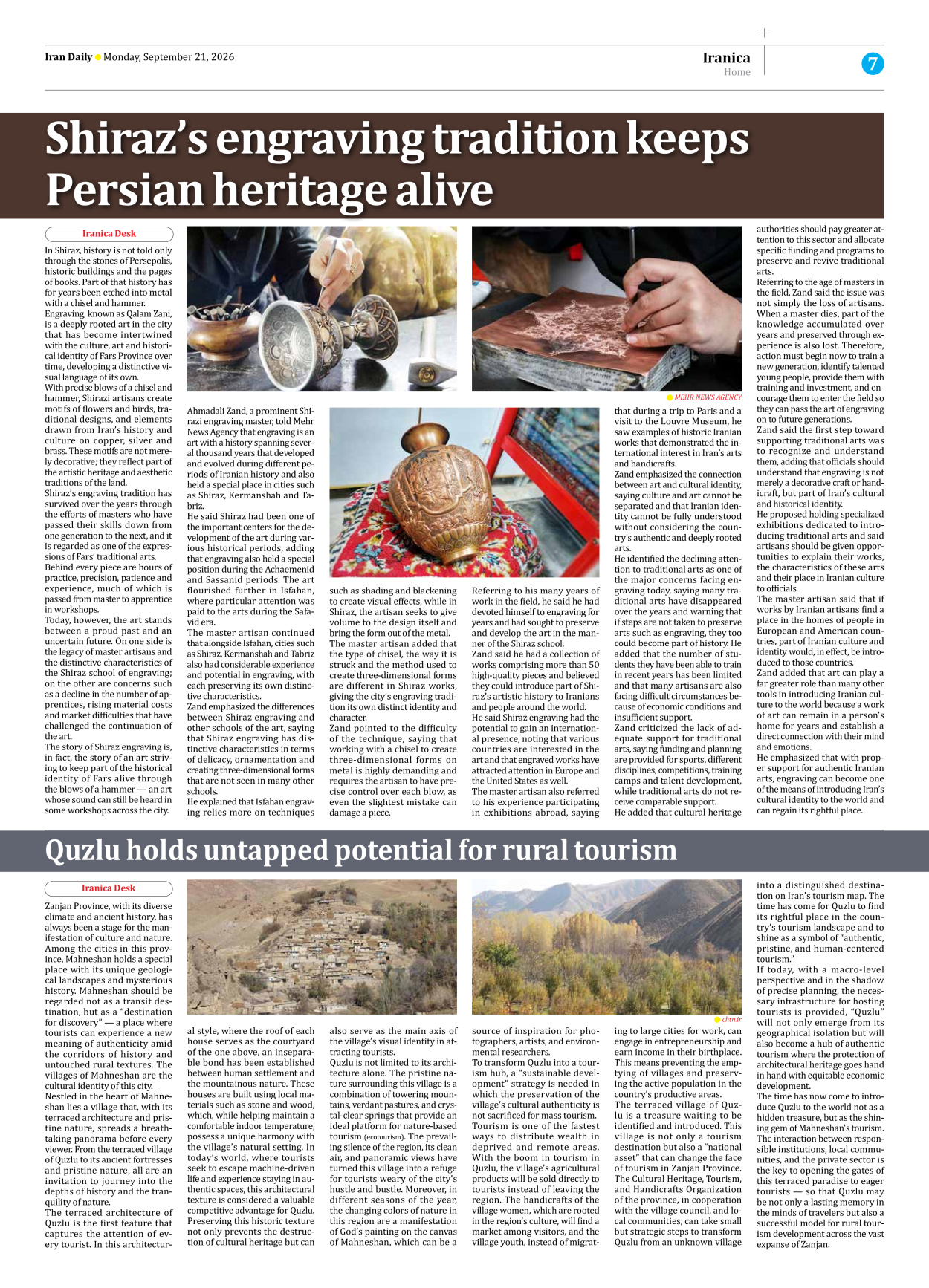 Iran Daily - Number Eight Thousand Two Hundred and Eighteen - 21 September 2026 - Page 7