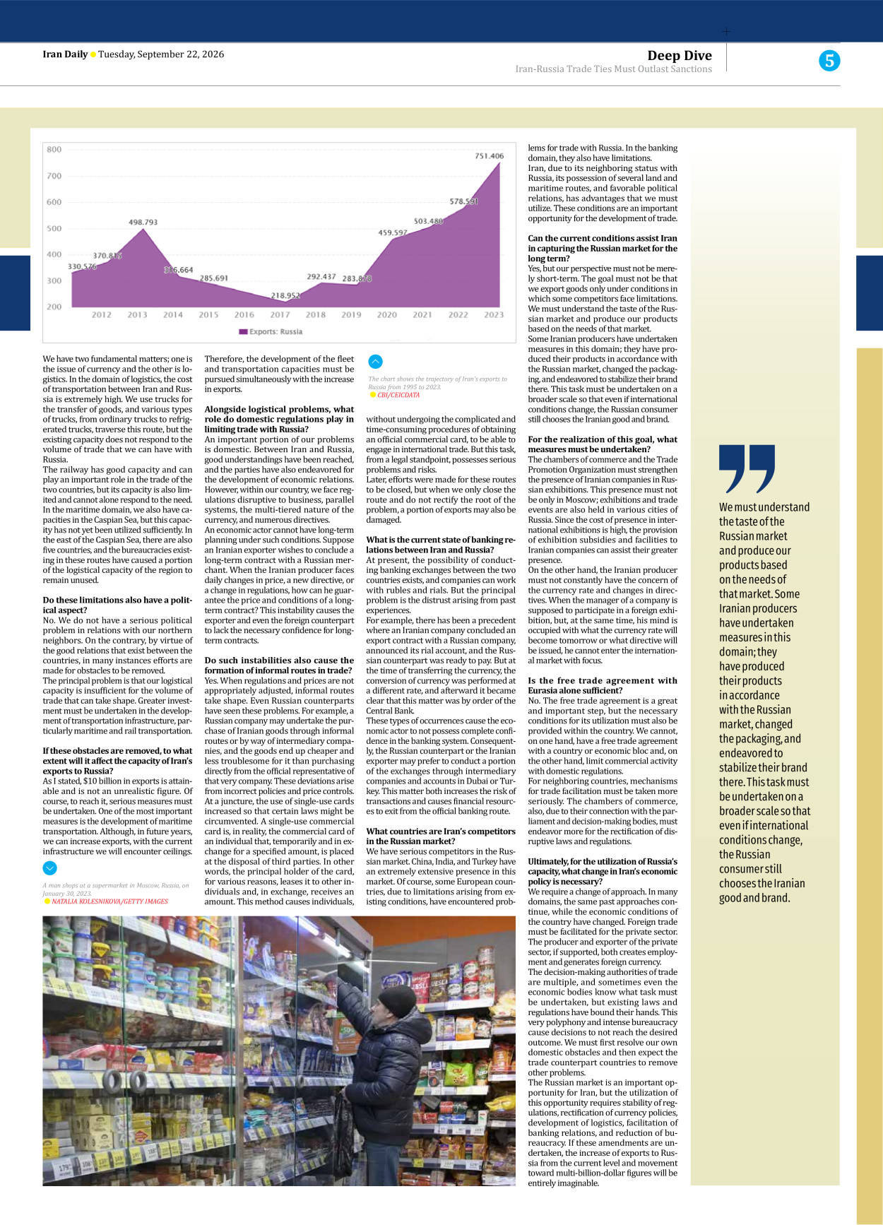 Iran Daily - Number Eight Thousand Two Hundred and Nineteen - 22 September 2026 - Page 5
