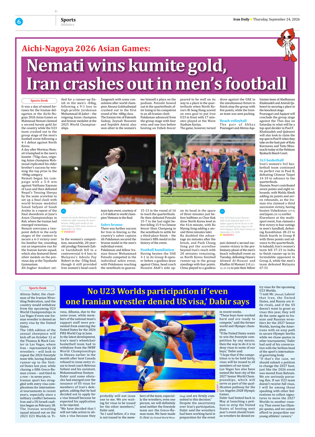 Iran Daily - Number Eight Thousand Two Hundred and Twenty One - 24 September 2026 - Page 6
