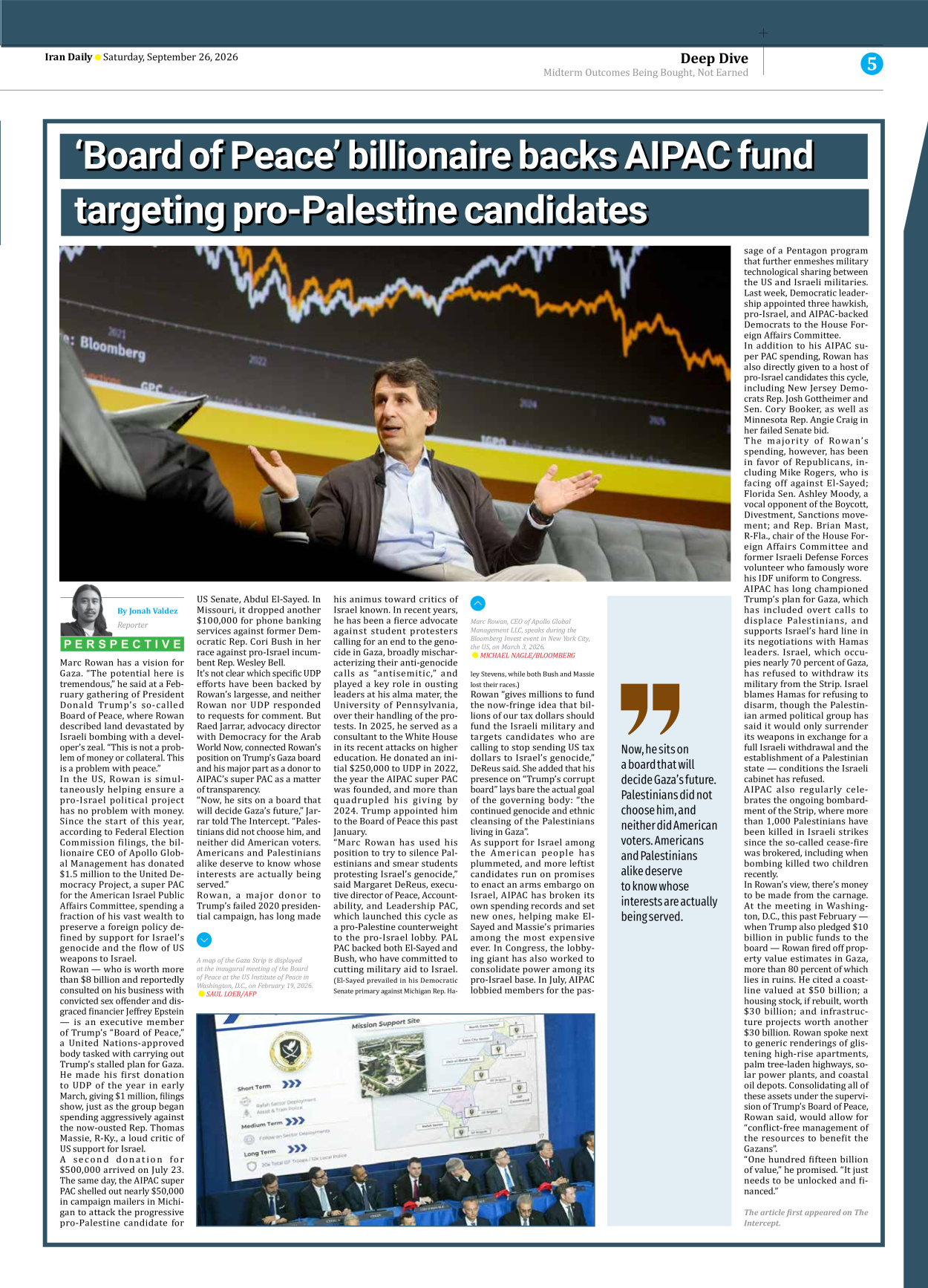 Iran Daily - Number Eight Thousand Two Hundred and Twenty Two - 26 September 2026 - Page 5