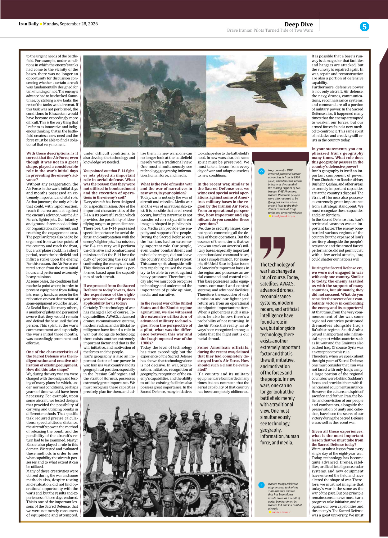 Iran Daily - Number Eight Thousand Two Hundred and Twenty Four - 28 September 2026 - Page 5