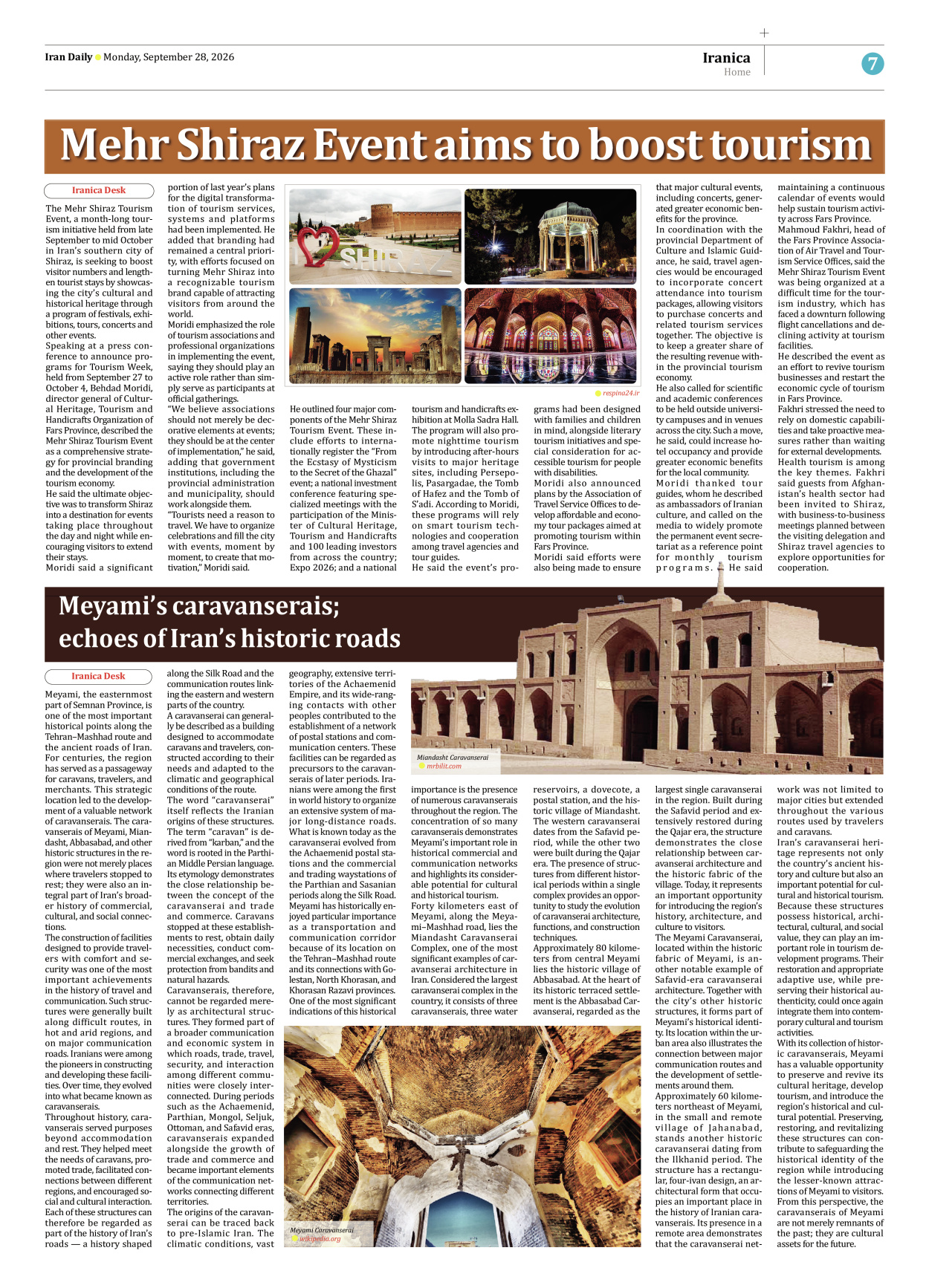 Iran Daily - Number Eight Thousand Two Hundred and Twenty Four - 28 September 2026 - Page 7