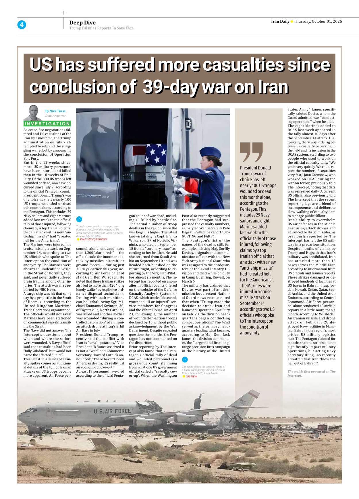 Iran Daily - Number Eight Thousand Two Hundred and Twenty Seven - 01 October 2026 - Page 4