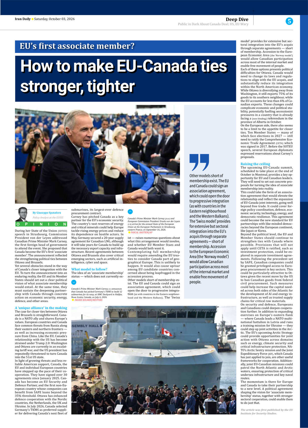 Iran Daily - Number Eight Thousand Two Hundred and Twenty Eight - 03 October 2026 - Page 5