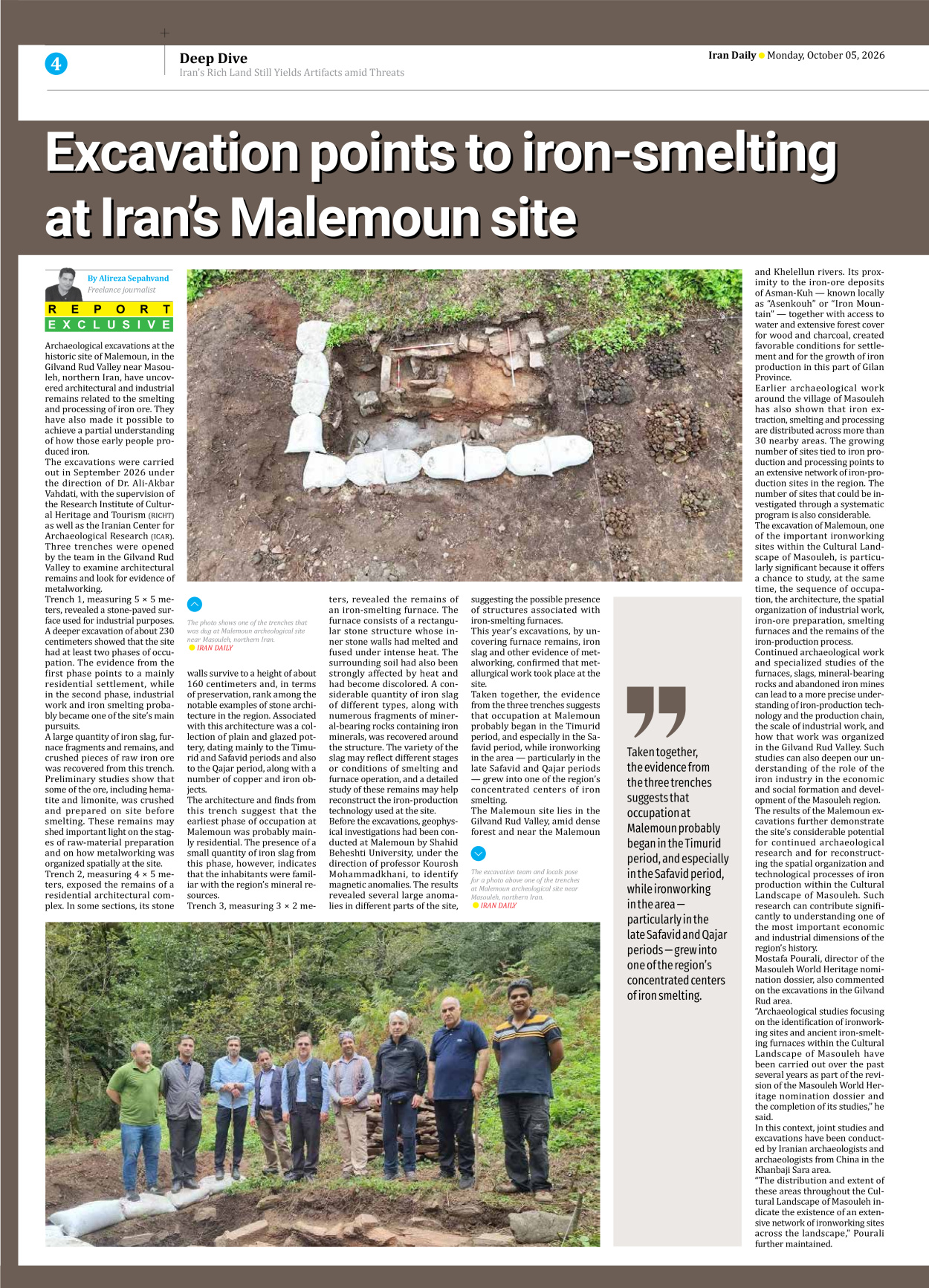 Iran Daily - Number Eight Thousand Two Hundred and Thirty - 05 October 2026 - Page 4