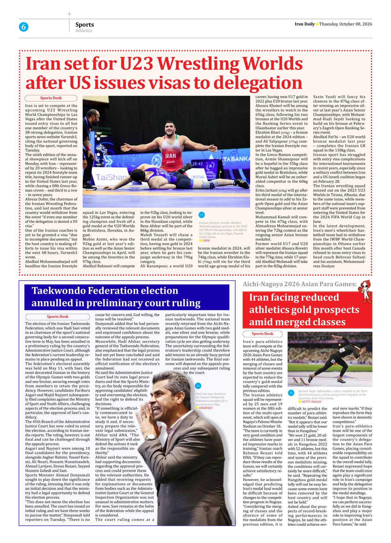 Iran Daily - Number Eight Thousand Two Hundred and Thirty Three - 08 October 2026 - Page 6