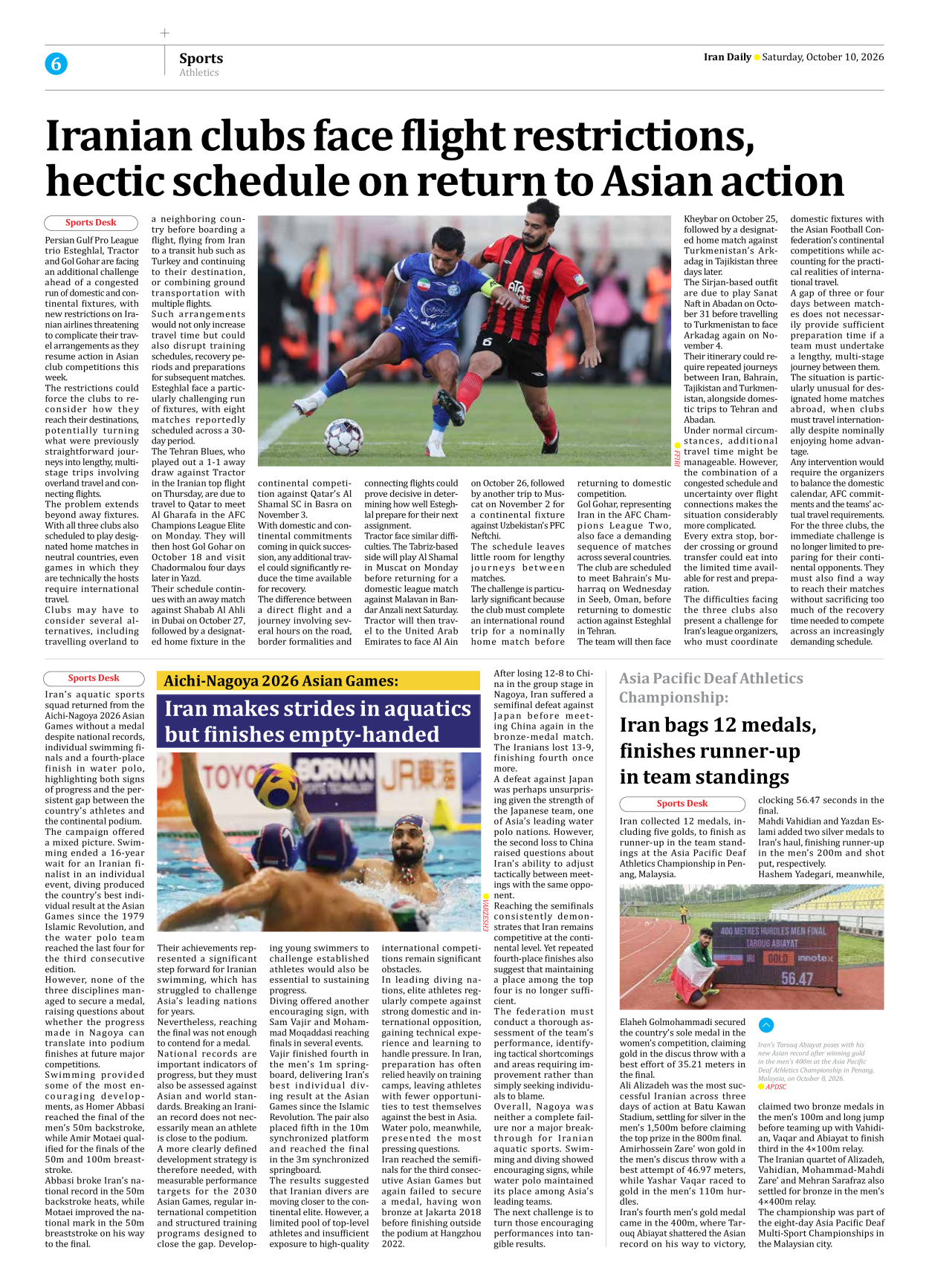 Iran Daily - Number Eight Thousand Two Hundred and Thirty Four - 10 October 2026 - Page 6