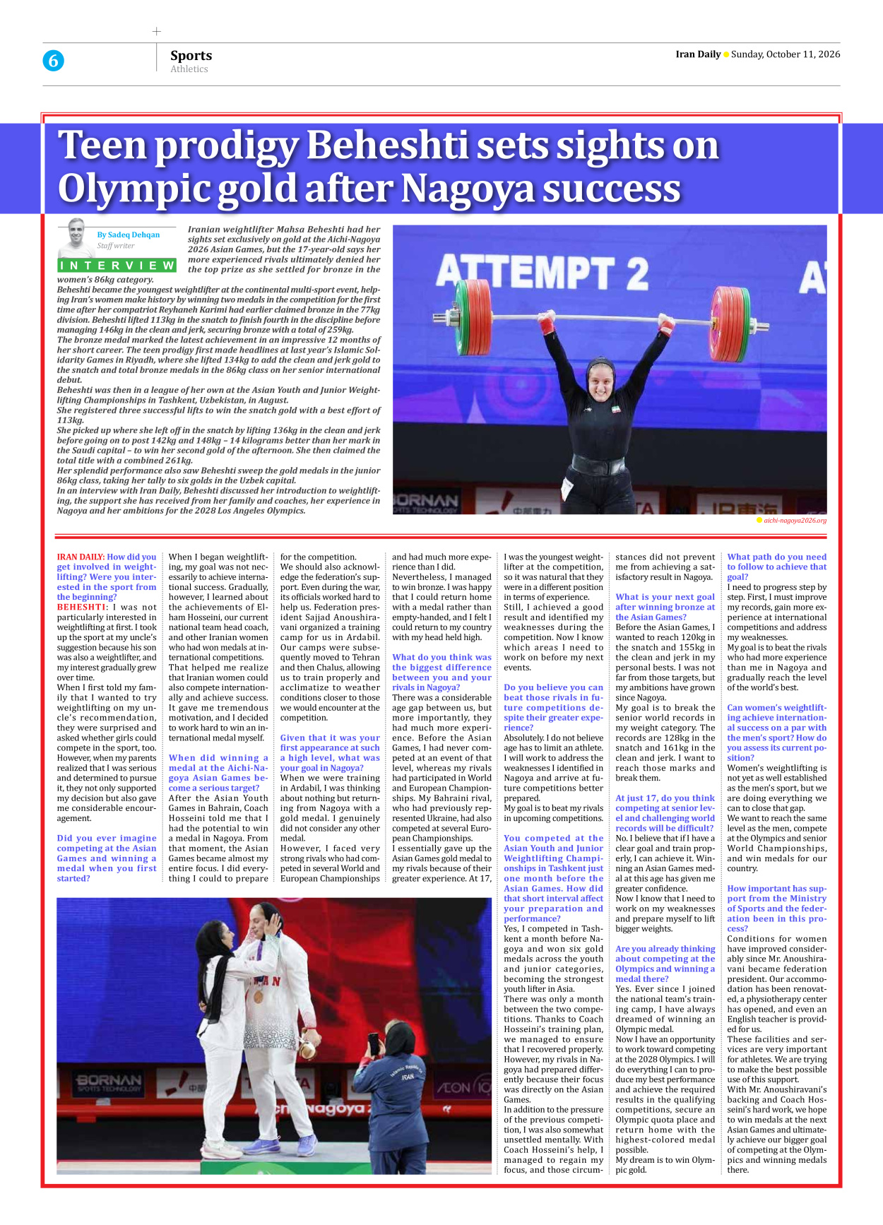 Iran Daily - Number Eight Thousand Two Hundred and Thirty Five - 11 October 2026 - Page 6
