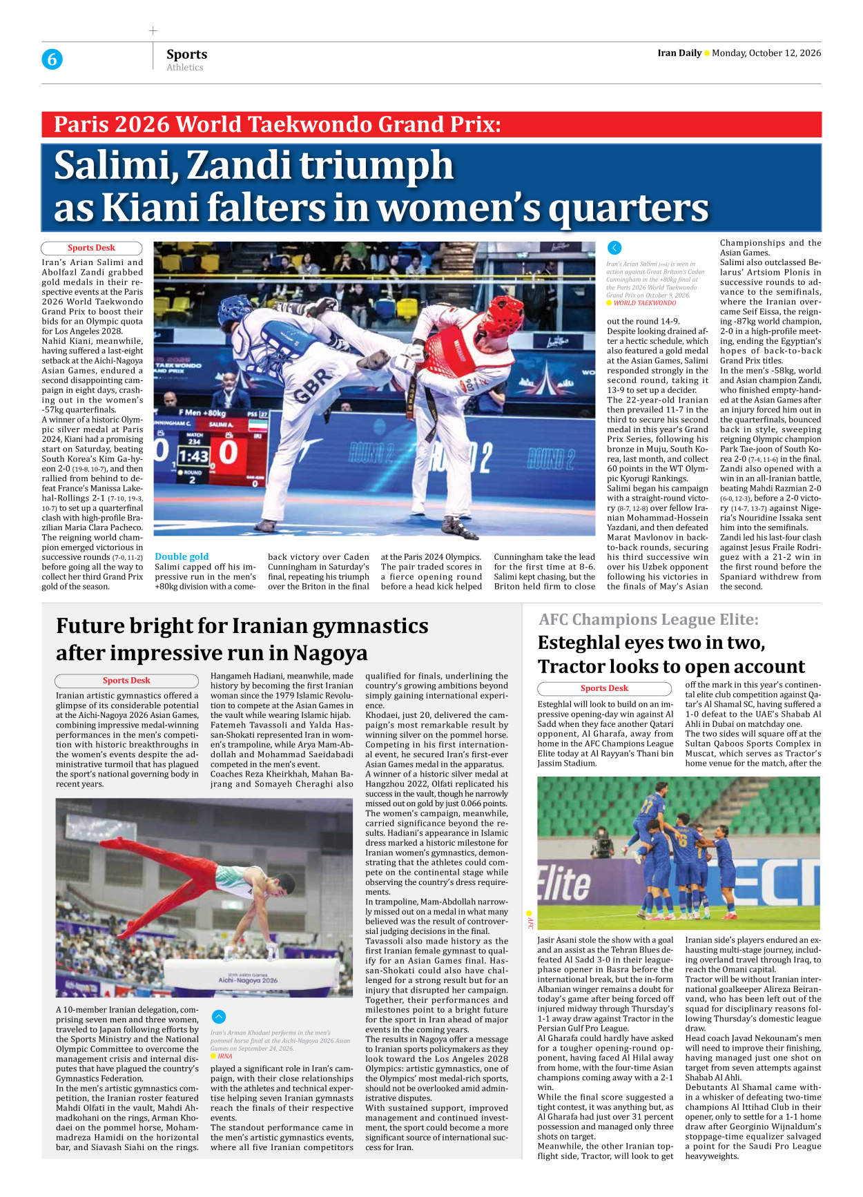 Iran Daily - Number Eight Thousand Two Hundred and Thirty Six - 12 October 2026 - Page 6