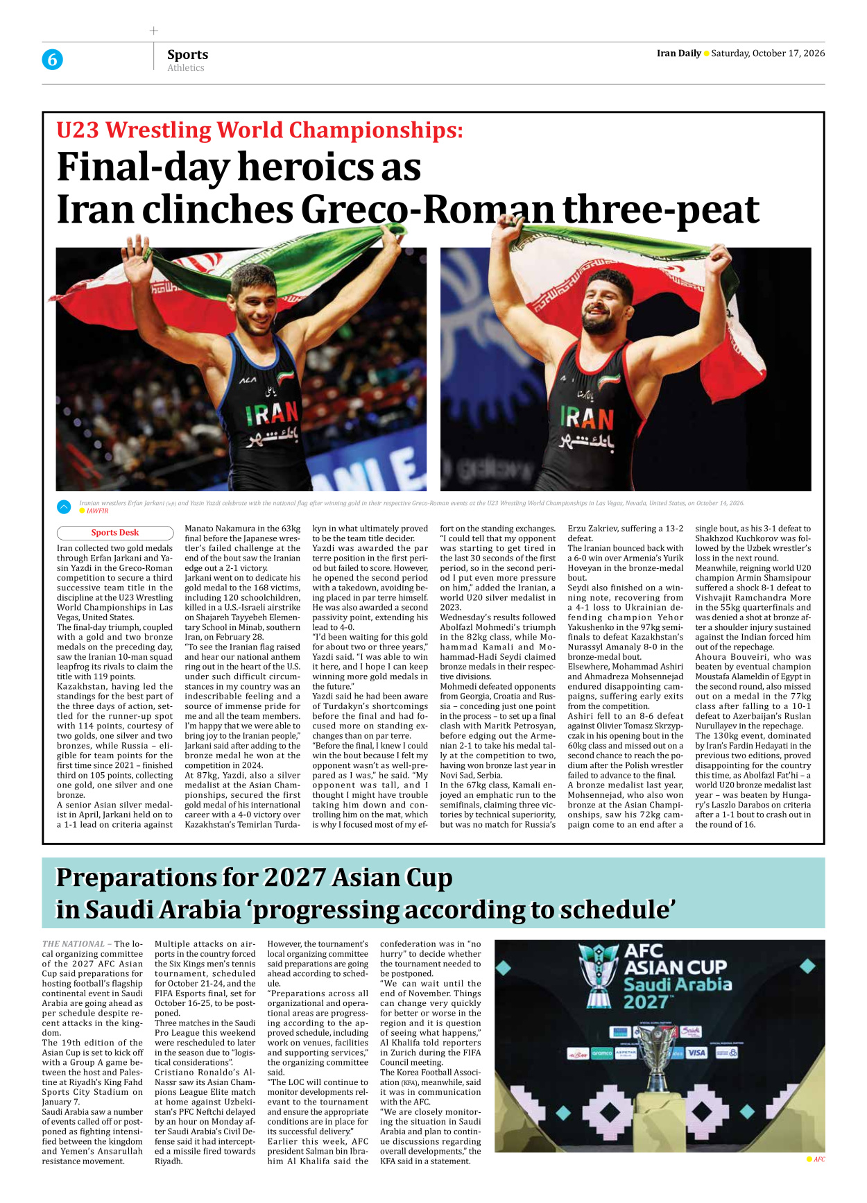 Iran Daily - Number Eight Thousand Two Hundred and Forty - 17 October 2026 - Page 6