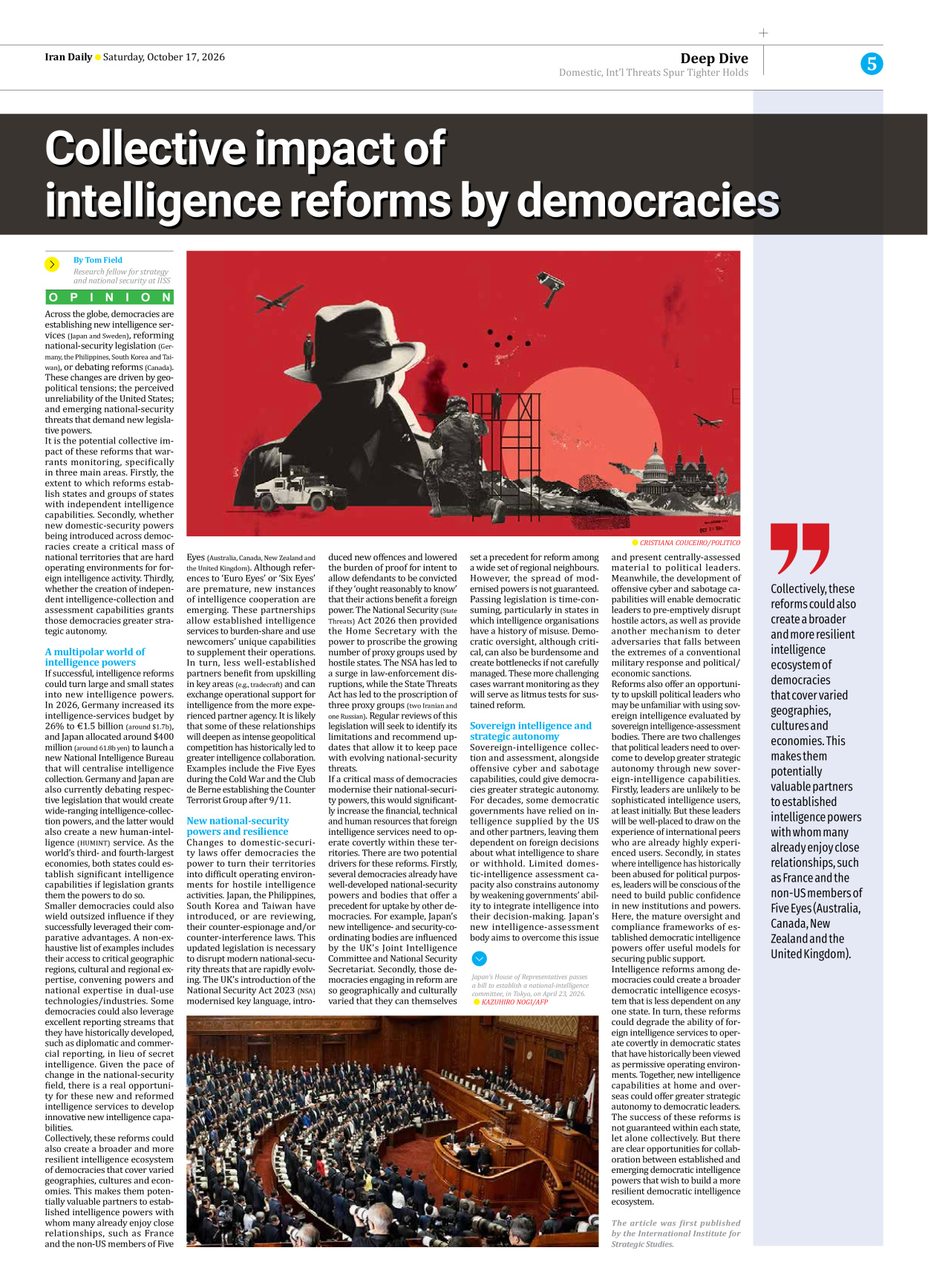 Iran Daily - Number Eight Thousand Two Hundred and Forty - 17 October 2026 - Page 5