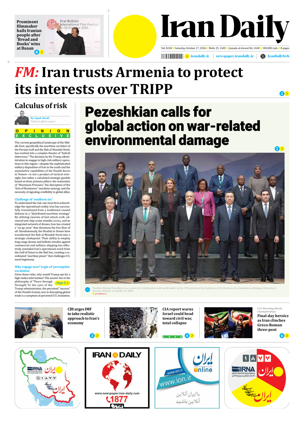 Iran Daily - Number Eight Thousand Two Hundred and Forty - 17 October 2026