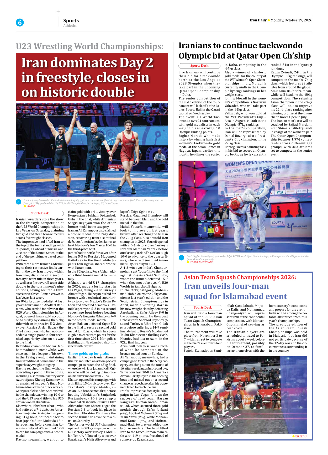 Iran Daily - Number Eight Thousand Two Hundred and Forty Two - 19 October 2026 - Page 6
