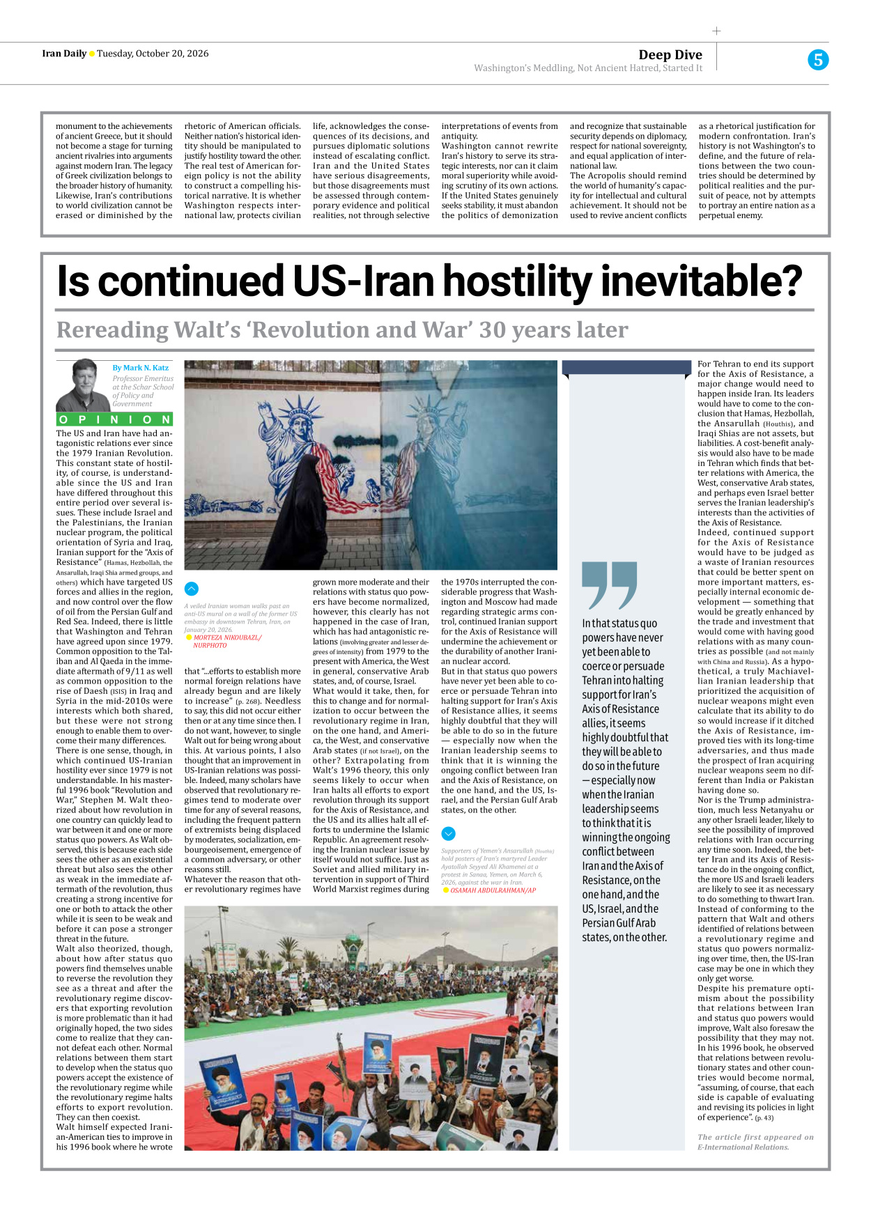Iran Daily - Number Eight Thousand Two Hundred and Forty Three - 20 October 2026 - Page 5