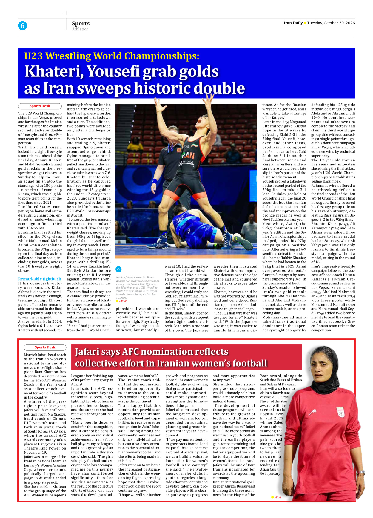 Iran Daily - Number Eight Thousand Two Hundred and Forty Three - 20 October 2026 - Page 6