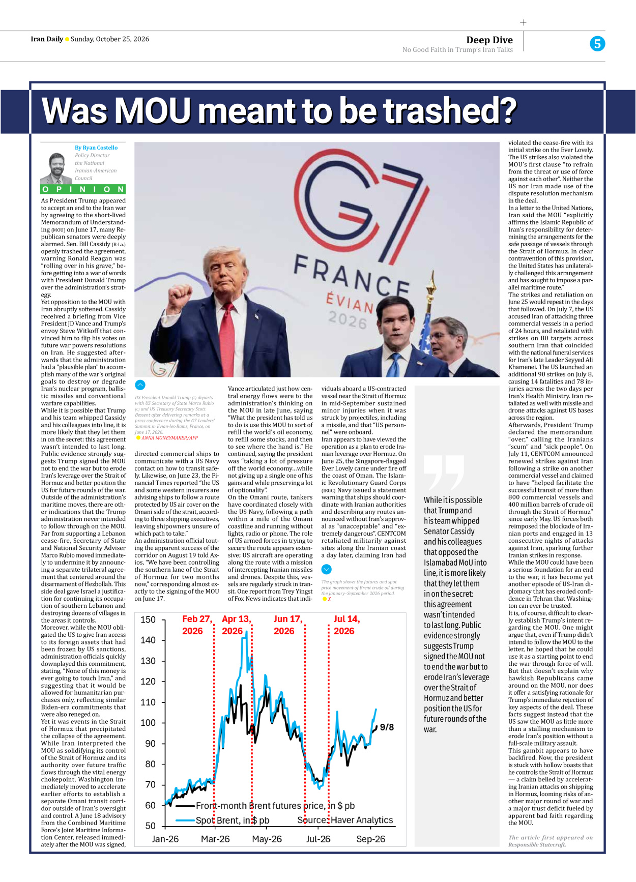 Iran Daily - Number Eight Thousand Two Hundred and Forty Seven - 25 October 2026 - Page 5