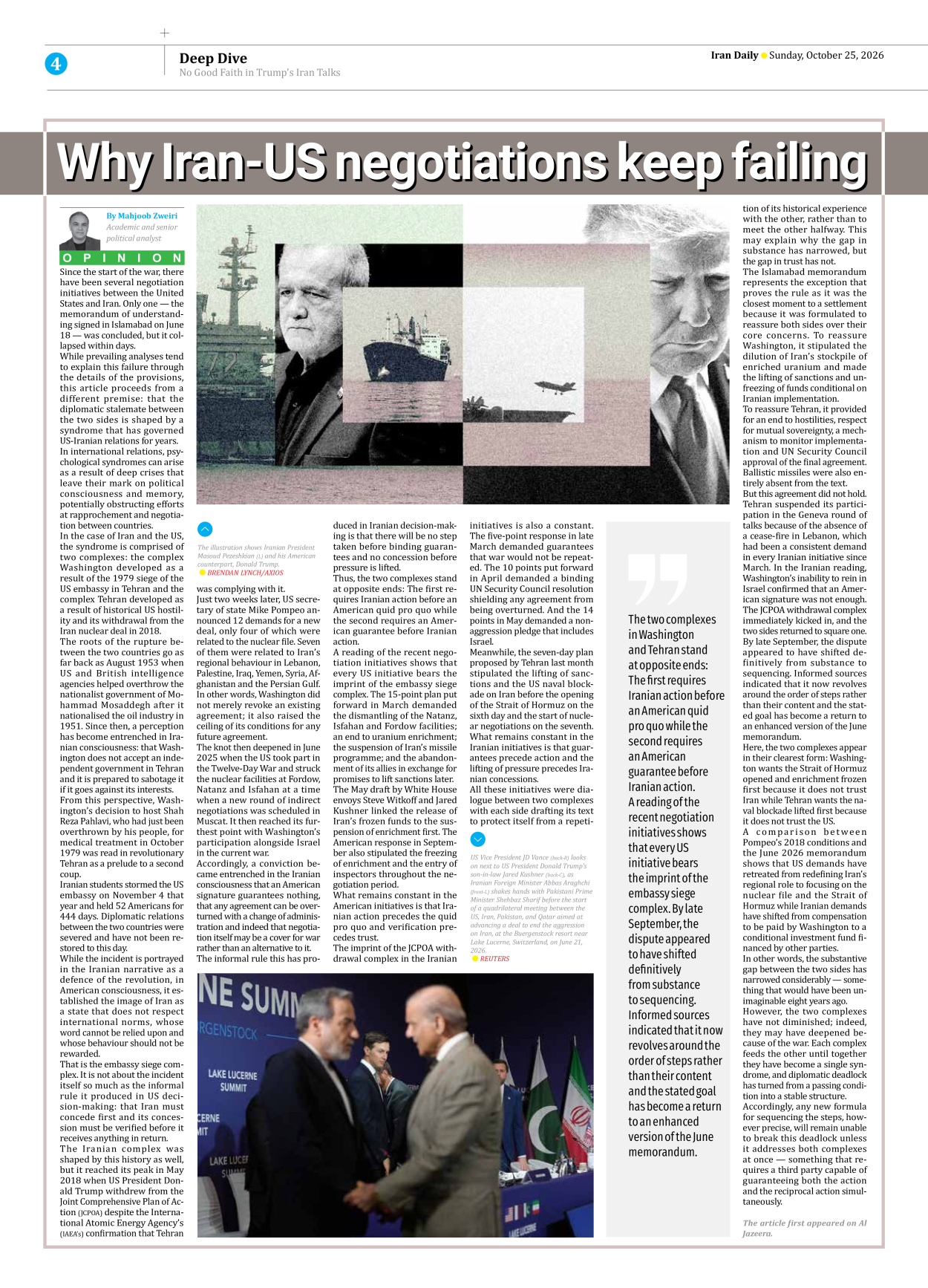 Iran Daily - Number Eight Thousand Two Hundred and Forty Seven - 25 October 2026 - Page 4