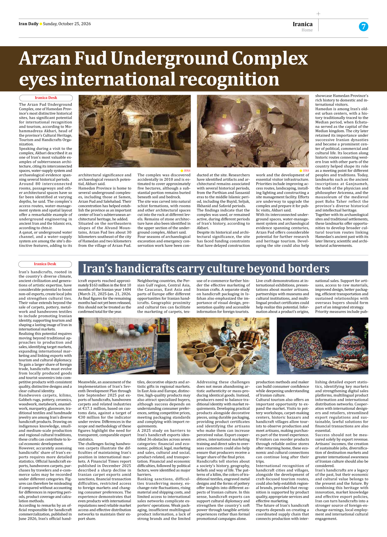 Iran Daily - Number Eight Thousand Two Hundred and Forty Seven - 25 October 2026 - Page 7