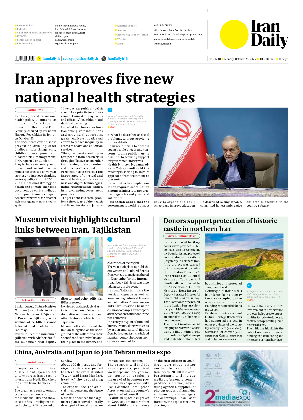 Iran Daily - Number Eight Thousand Two Hundred and Forty Eight - 26 October 2026 - Page 8