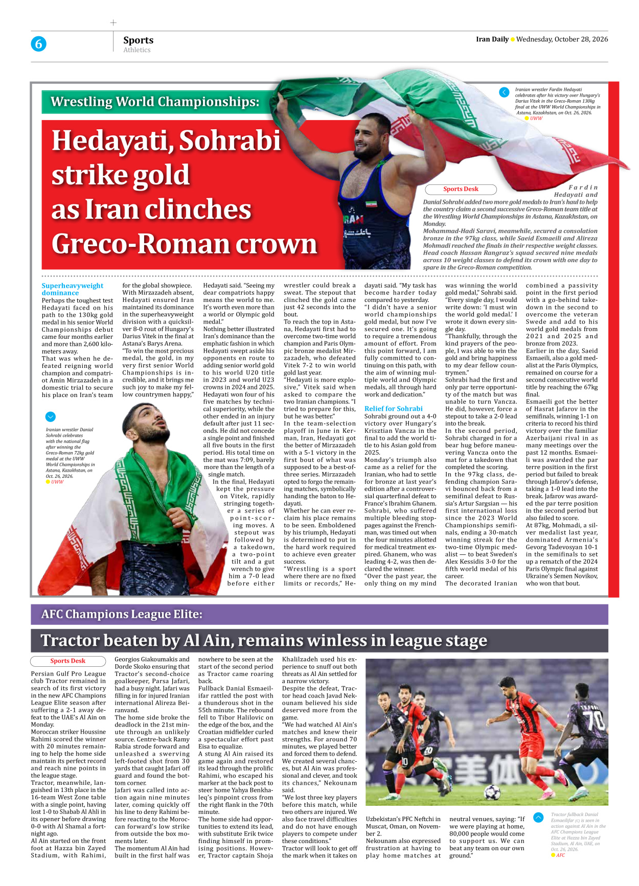 Iran Daily - Number Eight Thousand Two Hundred and Fifty - 28 October 2026 - Page 6