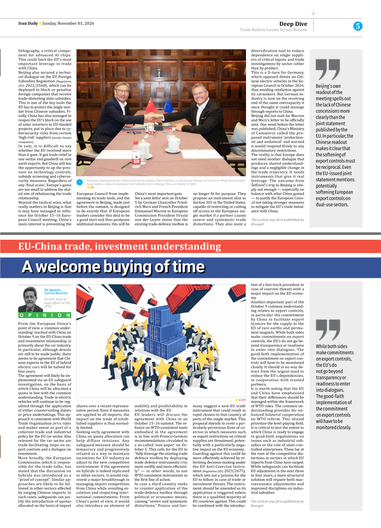 Iran Daily - Number Eight Thousand Two Hundred and Fifty Three - 01 November 2026 - Page 5